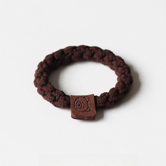 Brown small hair tie for women, trendy hairband for ponytails, high elasticity thick hair loop