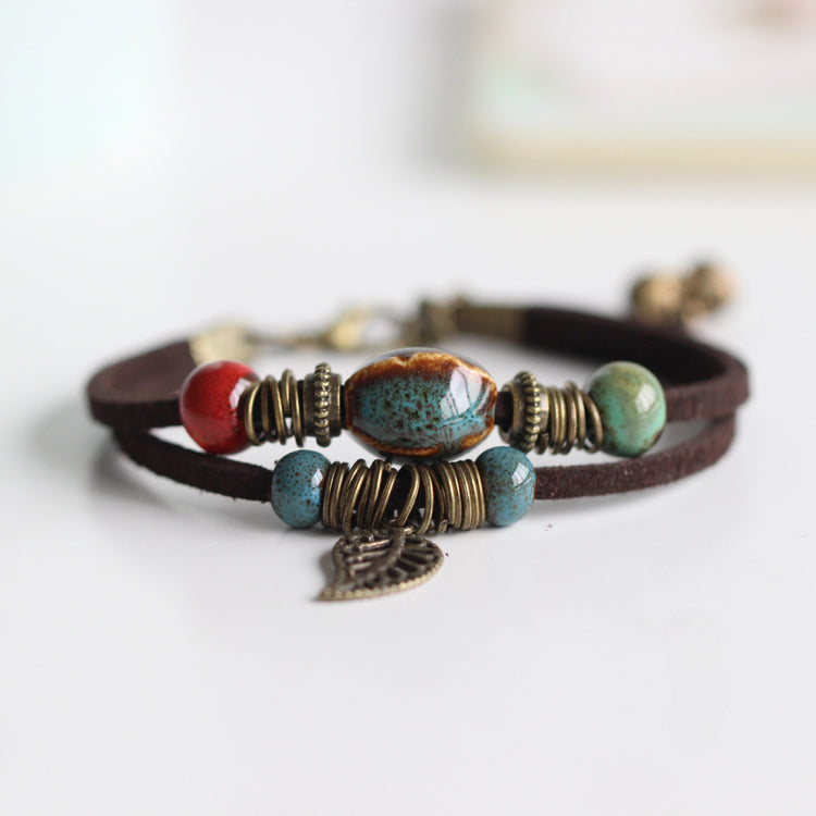 Handmade Boho Beaded Bracelet Chic Ceramic Girlfriend Gift