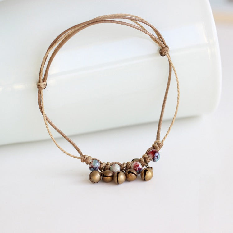 Handmade Ceramic Anklet - Boho Chic Foot Jewelry