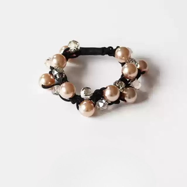 Bracelet Hair Ties - Elegant Beaded Elastic Bands, Cool Style Pearl Hair Ties, Fresh Ponytail Accessories