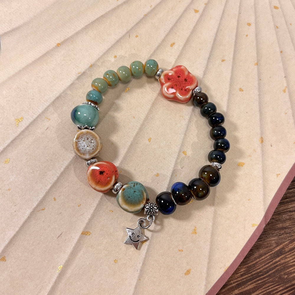 Retro Porcelain Bead Bracelet for Women - A New Chinese-style Natural Stone Accessory