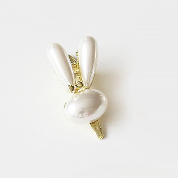 Faux Pearl Bunny Hair Clip Trendy Elegant Side Cute Hair Accessory