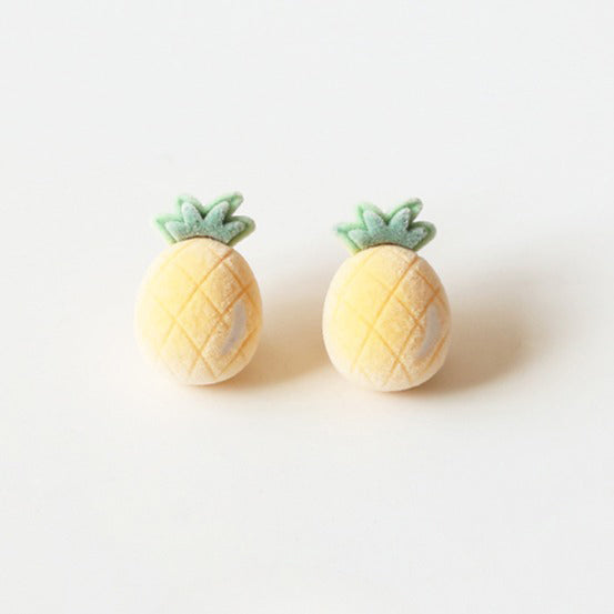 Flocked Fruit Stud Earrings – Trendy Cute Small Earrings Chic Accessories