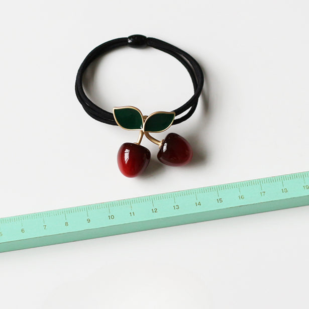 Cute Hair Tie With Cherry Design Stylish Hairband For Women Perfect For Ponytails Inspired By Korean Fashion Trends