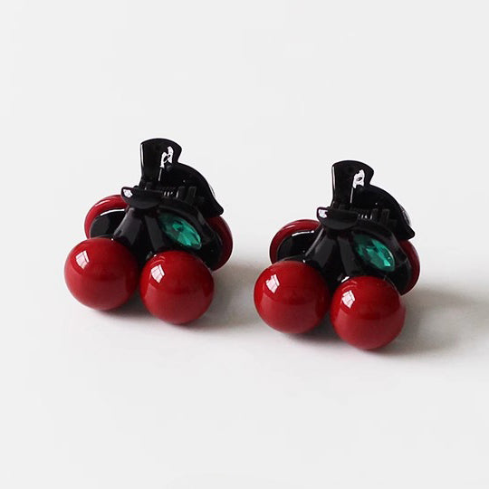 Cherry Small Claw Clip for Women, 2024 New High-end Hair Clip, Back-of-the-head Clip for Half-up Hairstyles with Thin Hair