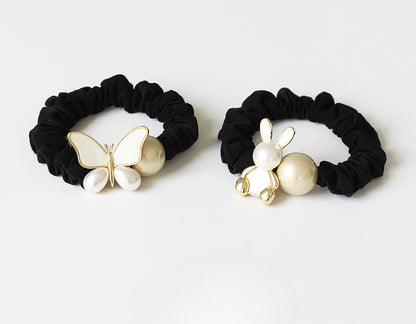 French butterfly hair ring, , head rope, ponytail hair rope, high-quality sense of leather bands, high elasticity and durability