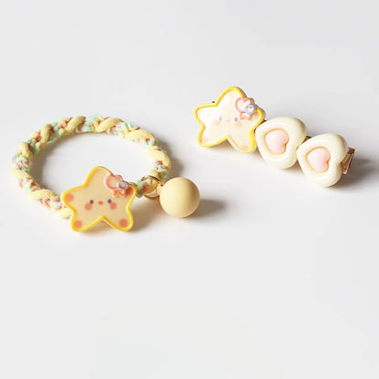Yellow Star Hair Tie, Cute Trendy Elastic, High Elasticity Durable Hair Loop for Ponytails and Updos