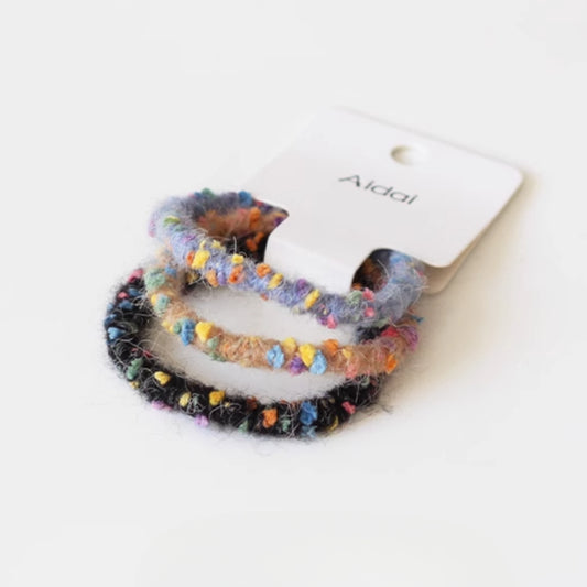 3-Pack Plush Hair Ties - Trendy Elegant Hair Accessory, Elastic Bands for Women's Hair Ties and Holders