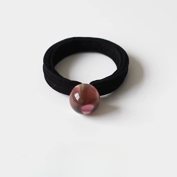 Korean Thick Hair Ties - Towel Loops, Seamless Black Elastic Bands, High Shine Pearl Hair Ties, High Elasticity Hair Accessories