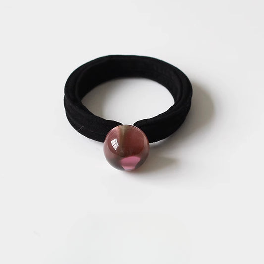 Korean Thick Hair Ties - Towel Loops, Seamless Black Elastic Bands, High Shine Pearl Hair Ties, High Elasticity Hair Accessories