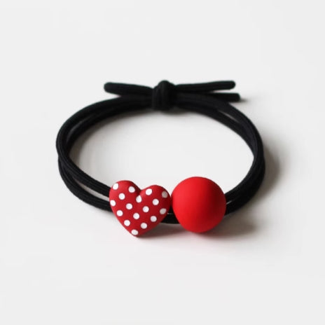Red Wave Hair Tie - Korean Cute Girl's Elastic Band, Trendy Elastic for Women's Hair Ties and Children's Hair Accessories