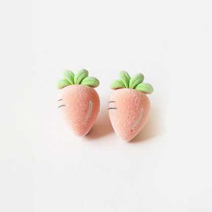 Flocked Fruit Stud Earrings –  Trendy Cute Small Earrings Chic Accessories