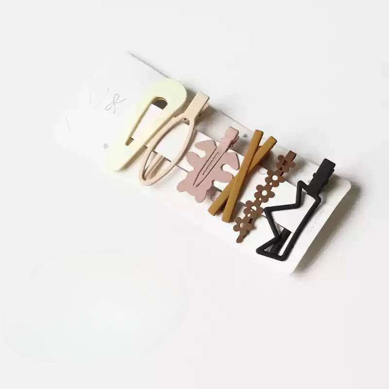 6-Piece Brown Hair Clip Set for Women - Side Clips, 2024 New Minimalist Elegant Hairpins, Bang Clips and Hair Accessories