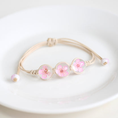 Bohemian Glass Flower Bracelet - Lace-Embellished Floral Charm Jewelry for Couples