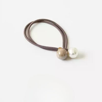 Open-End Hair Tie with Faux Pearls - Sweet Girly Cute Korean Style Hair Accessory and Elastic Band