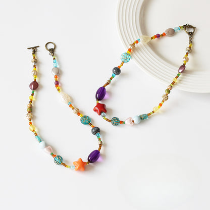 Colorful Dopamine Necklace - Beaded Ethnic Vacation Style Women's Trendy Necklace