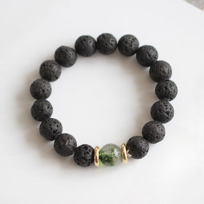 Volcanic Stone & Blue Sandstone Bracelet - Crystal Boho Couple Jewelry