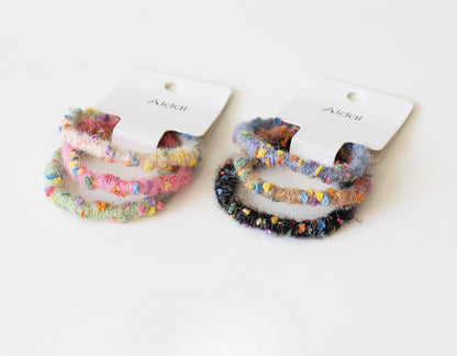 3-Pack Plush Hair Ties - Trendy Elegant Hair Accessory, Elastic Bands for Women's Hair Ties and Holders