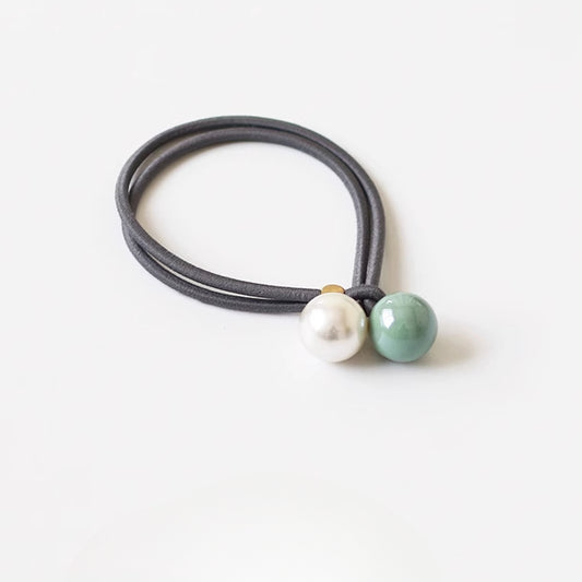 Open-End Hair Tie with Faux Pearls - Sweet Girly Cute Korean Style Hair Accessory and Elastic Band