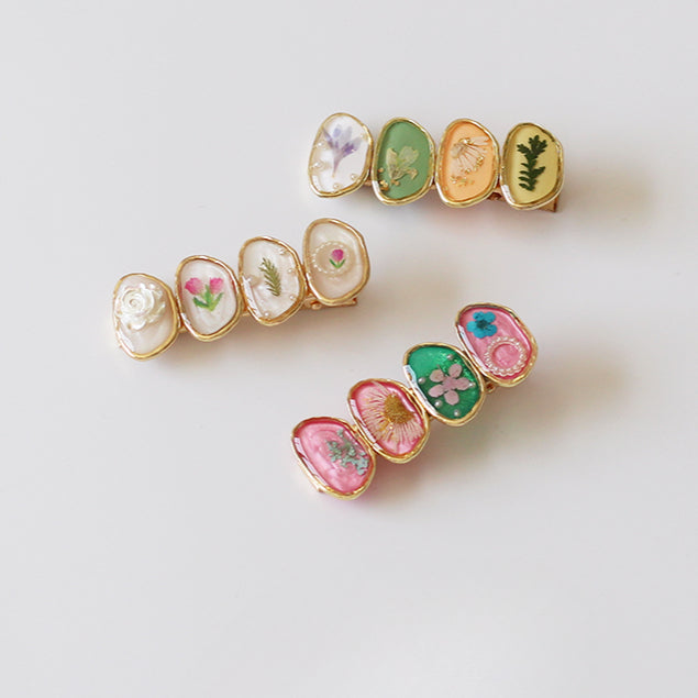 4-Piece Forest-Style Glazed Hairpin Retro Bangs Clip 2024 New Delicate Edge Clip Duckbill Hair Clip