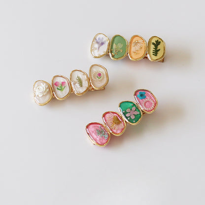 4-Piece Forest-Style Glazed Hairpin Retro Bangs Clip 2024 New Delicate Edge Clip Duckbill Hair Clip