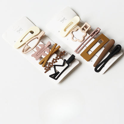 6-Piece Brown Hair Clip Set for Women - Side Clips, 2024 New Minimalist Elegant Hairpins, Bang Clips and Hair Accessories