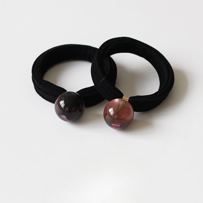 Korean Thick Hair Ties - Towel Loops, Seamless Black Elastic Bands, High Shine Pearl Hair Ties, High Elasticity Hair Accessories