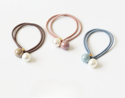 Open-End Hair Tie with Faux Pearls - Sweet Girly Cute Korean Style Hair Accessory and Elastic Band