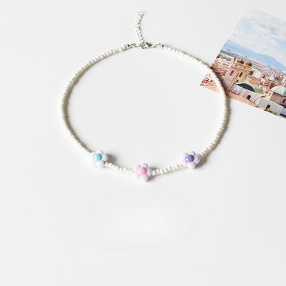 Trendy Rainbow Shell Necklace for Women - TikTok Viral Adjustable Beaded Collarbone Chain