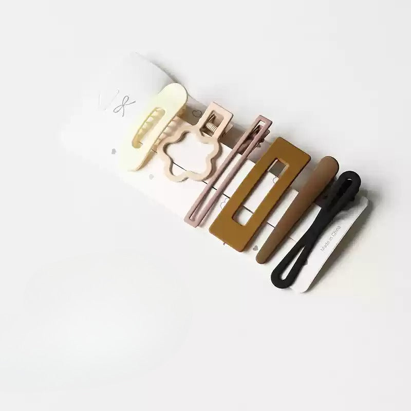 6-Piece Brown Hair Clip Set for Women - Side Clips, 2024 New Minimalist Elegant Hairpins, Bang Clips and Hair Accessories