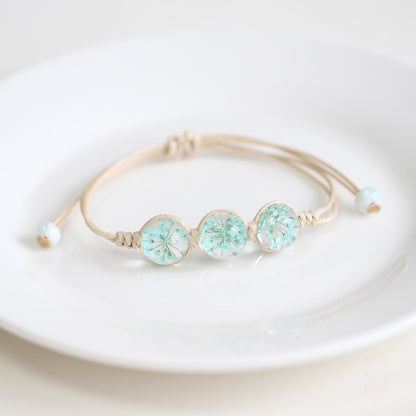 Bohemian Glass Flower Bracelet - Lace-Embellished Floral Charm Jewelry for Couples