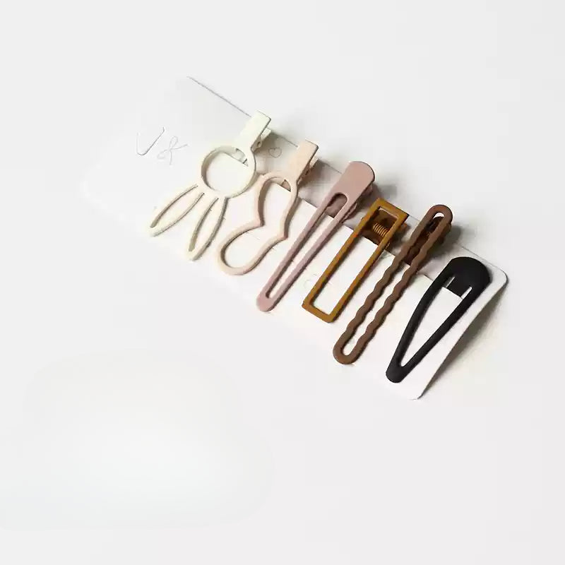 6-Piece Brown Hair Clip Set for Women - Side Clips, 2024 New Minimalist Elegant Hairpins, Bang Clips and Hair Accessories