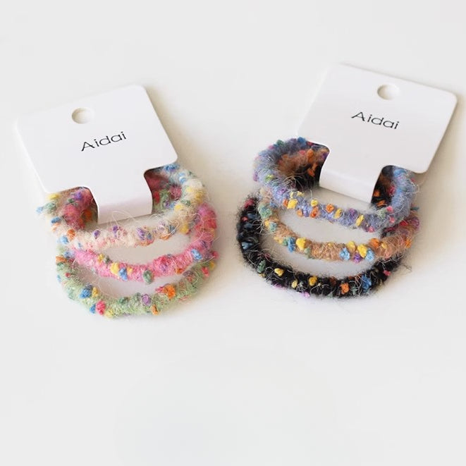 3-Pack Plush Hair Ties - Trendy Elegant Hair Accessory, Elastic Bands for Women's Hair Ties and Holders