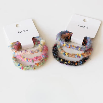 3-Pack Plush Hair Ties - Trendy Elegant Hair Accessory, Elastic Bands for Women's Hair Ties and Holders