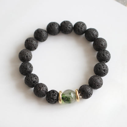 Volcanic Stone & Blue Sandstone Bracelet - Crystal Boho Couple Jewelry