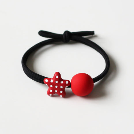 Red Wave Hair Tie - Korean Cute Girl's Elastic Band, Trendy Elastic for Women's Hair Ties and Children's Hair Accessories