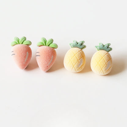 Flocked Fruit Stud Earrings –  Trendy Cute Small Earrings Chic Accessories