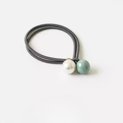 Open-End Hair Tie with Faux Pearls - Sweet Girly Cute Korean Style Hair Accessory and Elastic Band