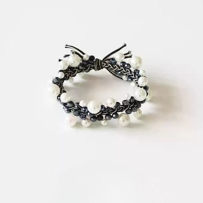 Bracelet Hair Ties - Elegant Beaded Elastic Bands, Cool Style Pearl Hair Ties, Fresh Ponytail Accessories