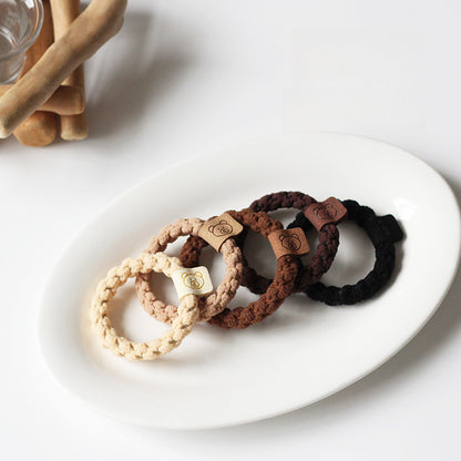 Brown small hair tie for women, trendy hairband for ponytails, high elasticity thick hair loop