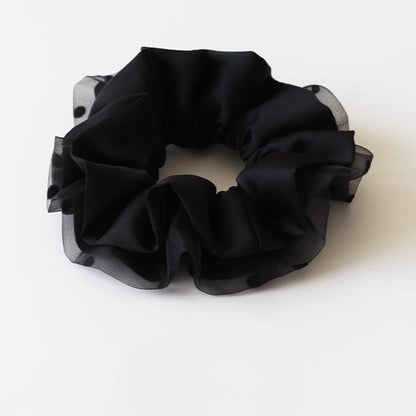 Textured Black Crinkle Hair Tie, High-Elasticity And Durable Hair Accessory.