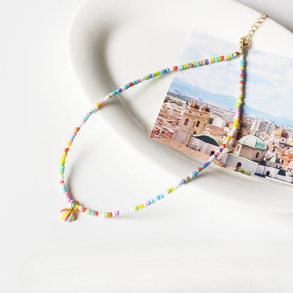 Trendy Rainbow Shell Necklace for Women - TikTok Viral Adjustable Beaded Collarbone Chain