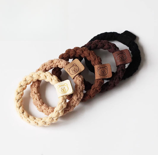 Brown small hair tie for women, trendy hairband for ponytails, high elasticity thick hair loop