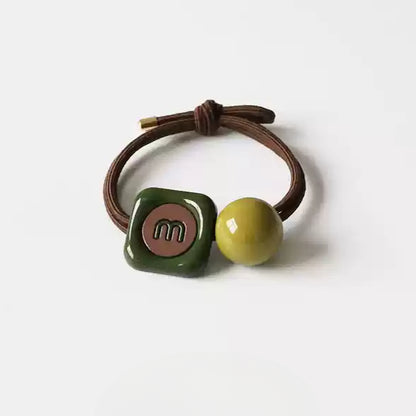 Green Ball Hair Ties for Women - 2024 New Premium Elastic Bands for Tying Hair, High Elasticity Durable Hair Loops and Accessories