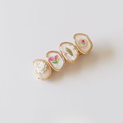 4-Piece Forest-Style Glazed Hairpin Retro Bangs Clip 2024 New Delicate Edge Clip Duckbill Hair Clip