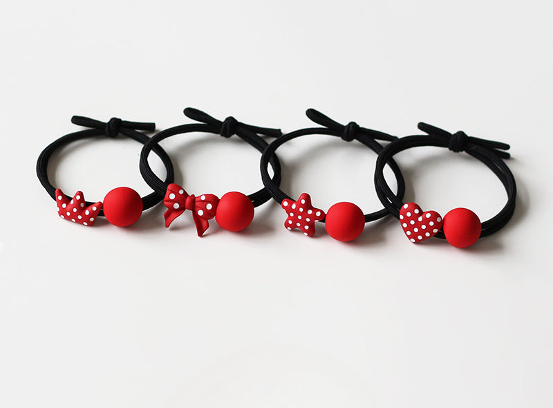 Red Wave Hair Tie - Korean Cute Girl's Elastic Band, Trendy Elastic for Women's Hair Ties and Children's Hair Accessories