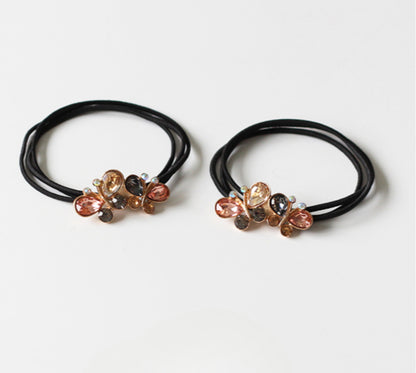 Bow Crystal Hair Tie New Elegant Hair Accessory Women Durable Ponytail Band