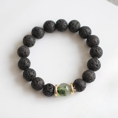 Volcanic Stone & Blue Sandstone Bracelet - Crystal Boho Couple Jewelry