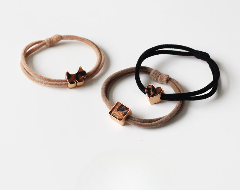 Leopard Print Heart Hair Tie - High Elasticity Durable Elastic Band for Women, 2024 New Premium Hair Loop