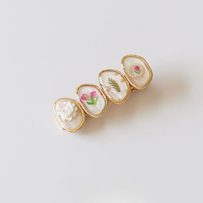 4-Piece Forest-Style Glazed Hairpin Retro Bangs Clip 2024 New Delicate Edge Clip Duckbill Hair Clip